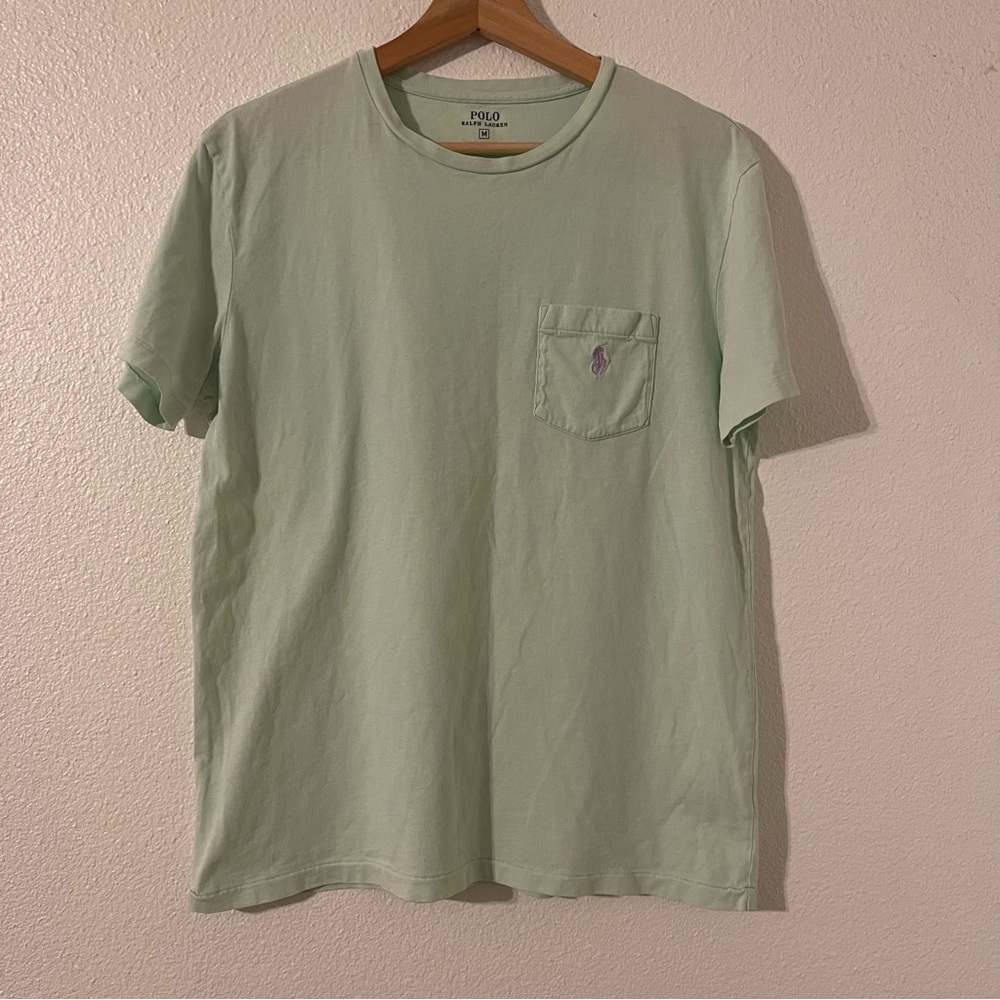Polo by Ralph Lauren Light Mint Green Pocket Tee with Lavender Pony